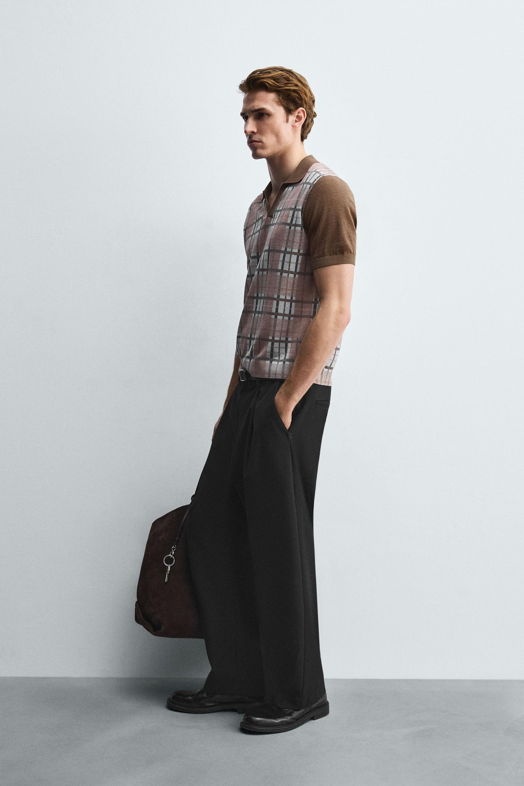 CHECK PRINT KNIT POLO SHIRT - Image 4