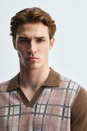 CHECK PRINT KNIT POLO SHIRT - Image 5