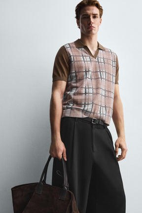 CHECK PRINT KNIT POLO SHIRT - Image 6