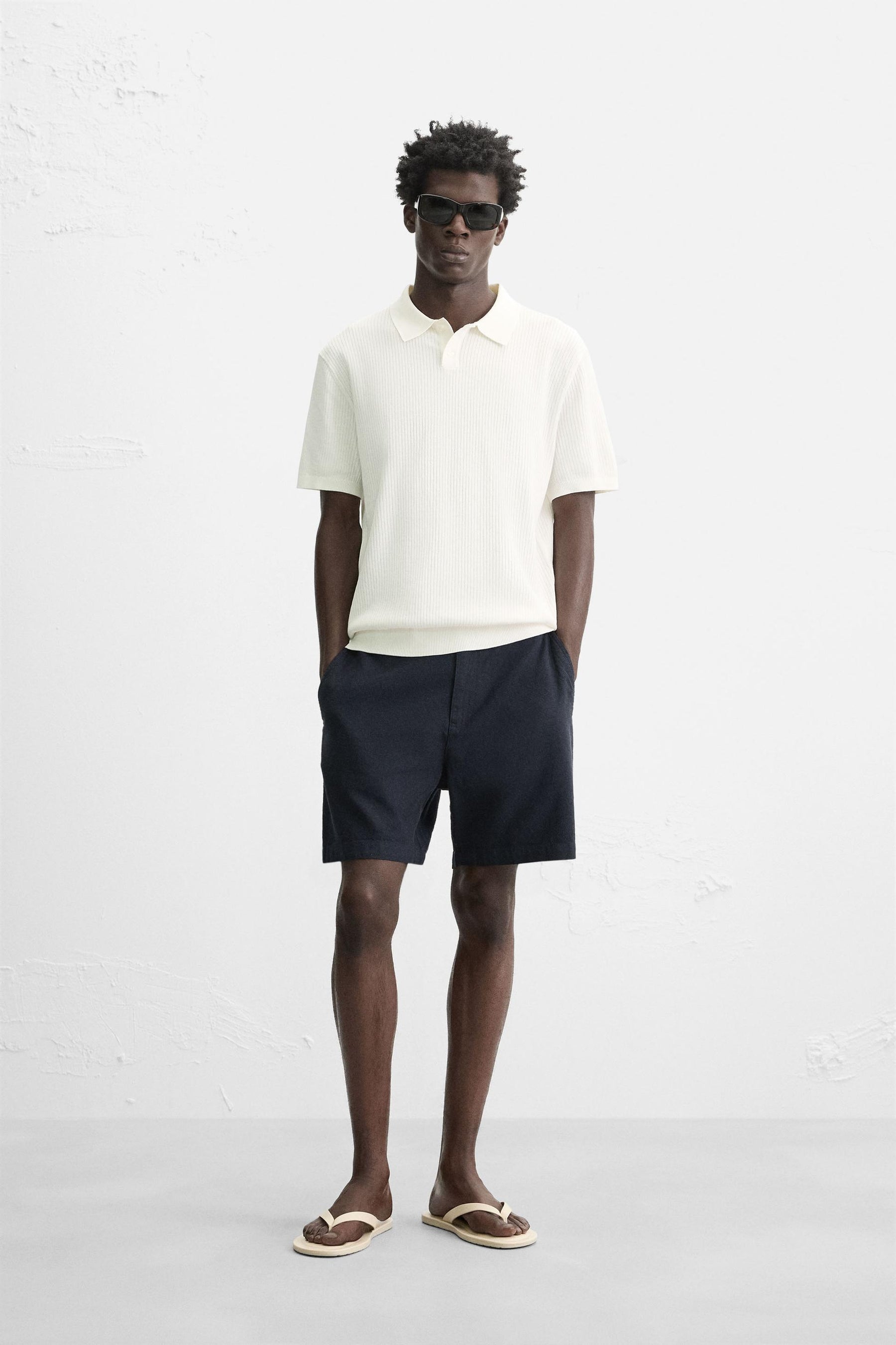 RIB KNIT POLO SHIRT - Image 1