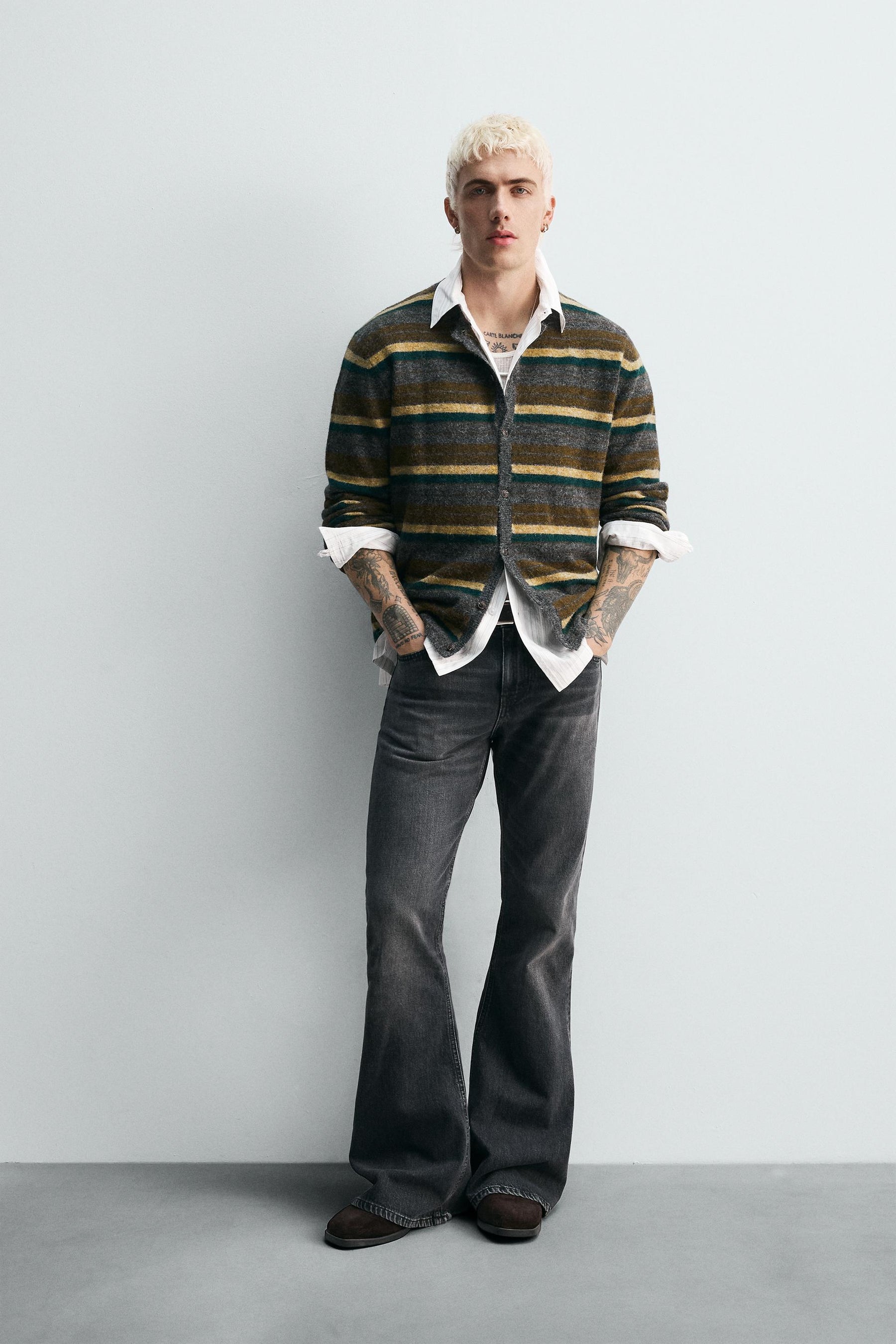 STRIPED JACQUARD CARDIGAN - Image 1
