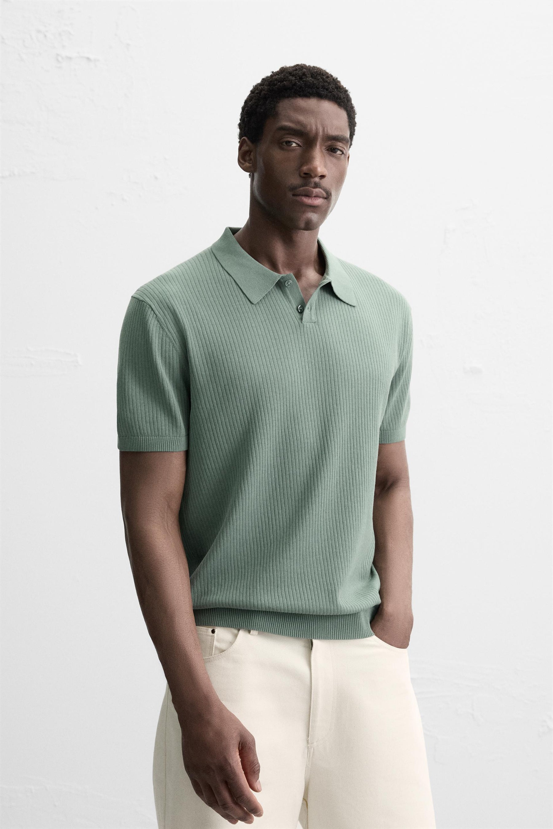 RIB KNIT POLO SHIRT - Image 2