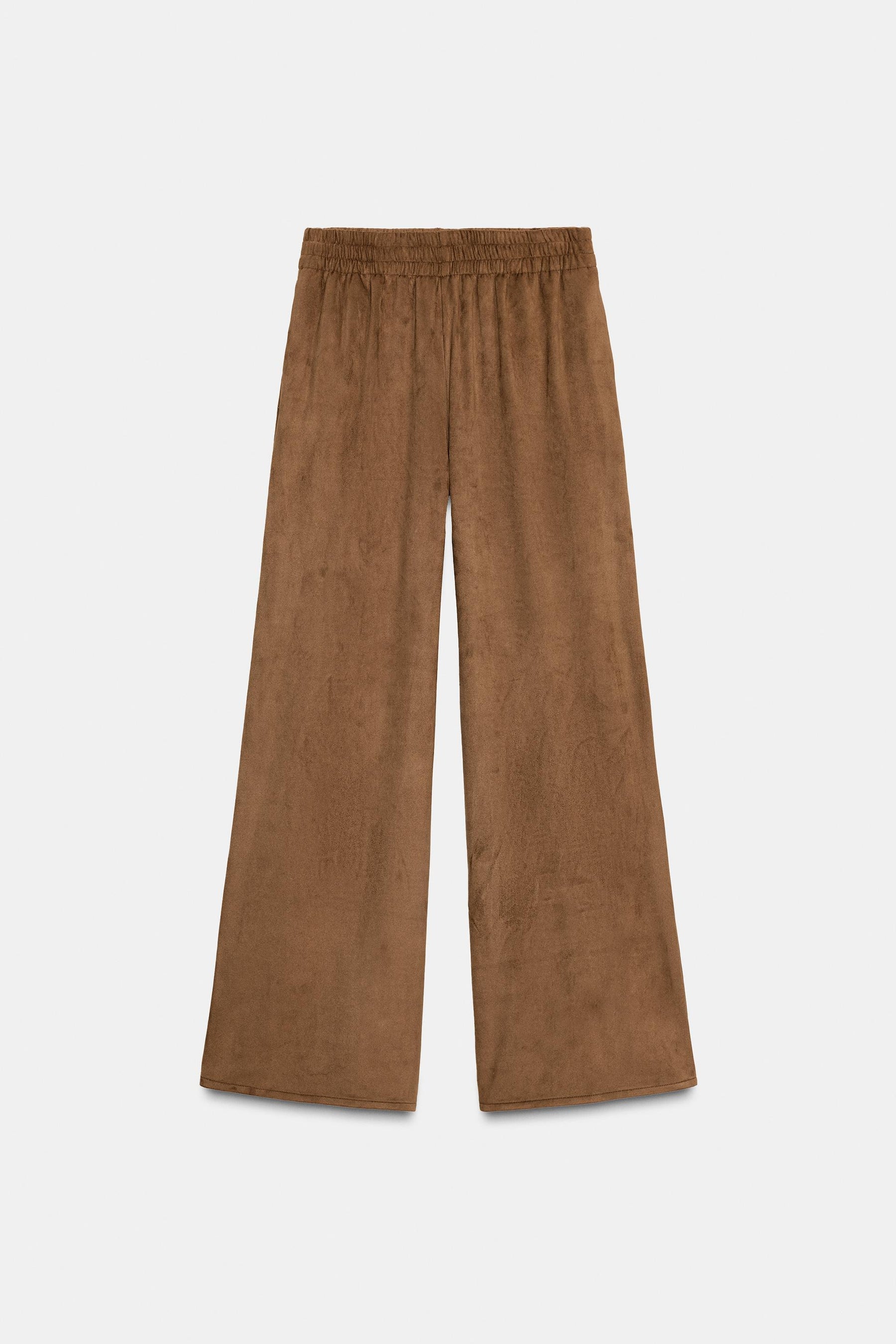 FAUX SUEDE WIDE-LEG TROUSERS