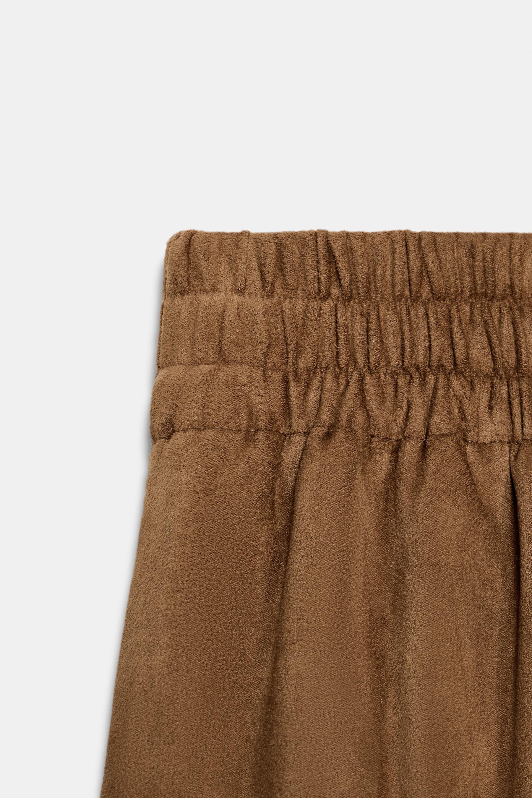 FAUX SUEDE WIDE-LEG TROUSERS