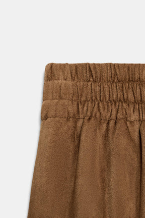 FAUX SUEDE WIDE-LEG TROUSERS