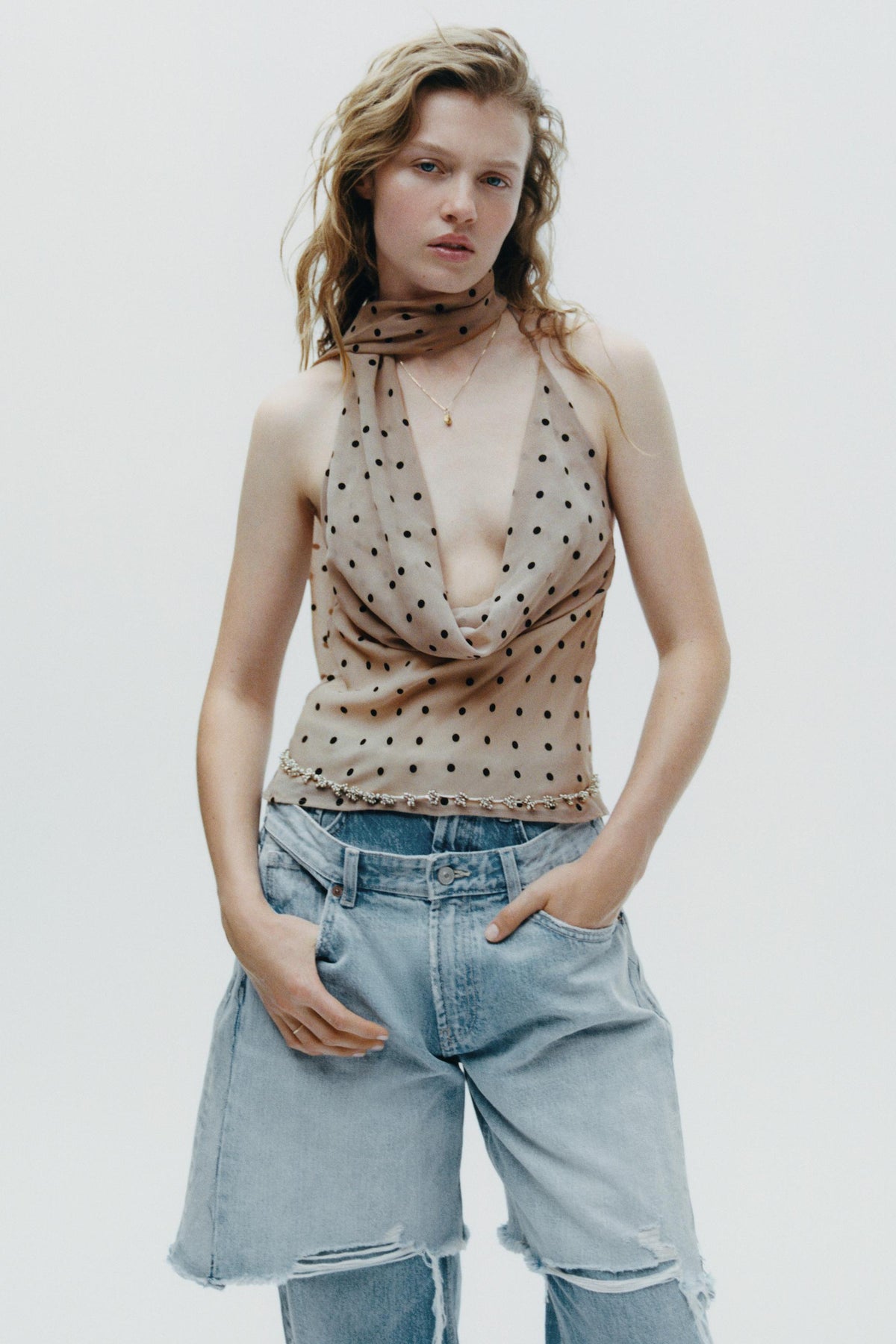 Polka Dot Halterneck Top