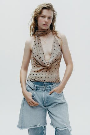 Polka Dot Halterneck Top