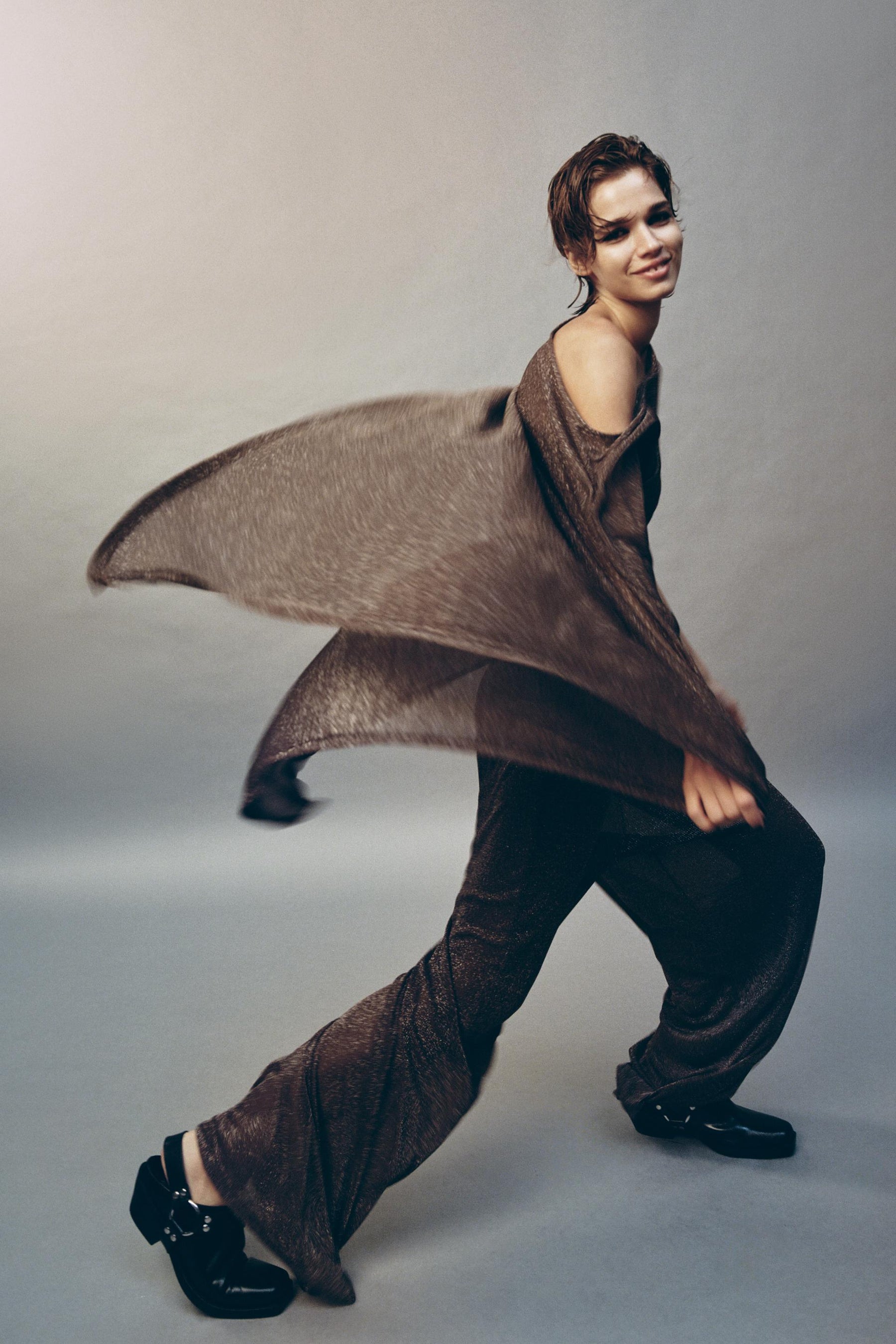 METALLIC THREAD PALAZZO PANTS