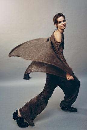 METALLIC THREAD PALAZZO PANTS