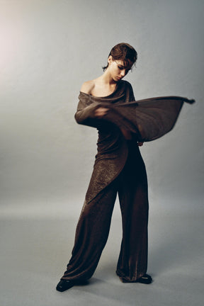 METALLIC THREAD PALAZZO PANTS