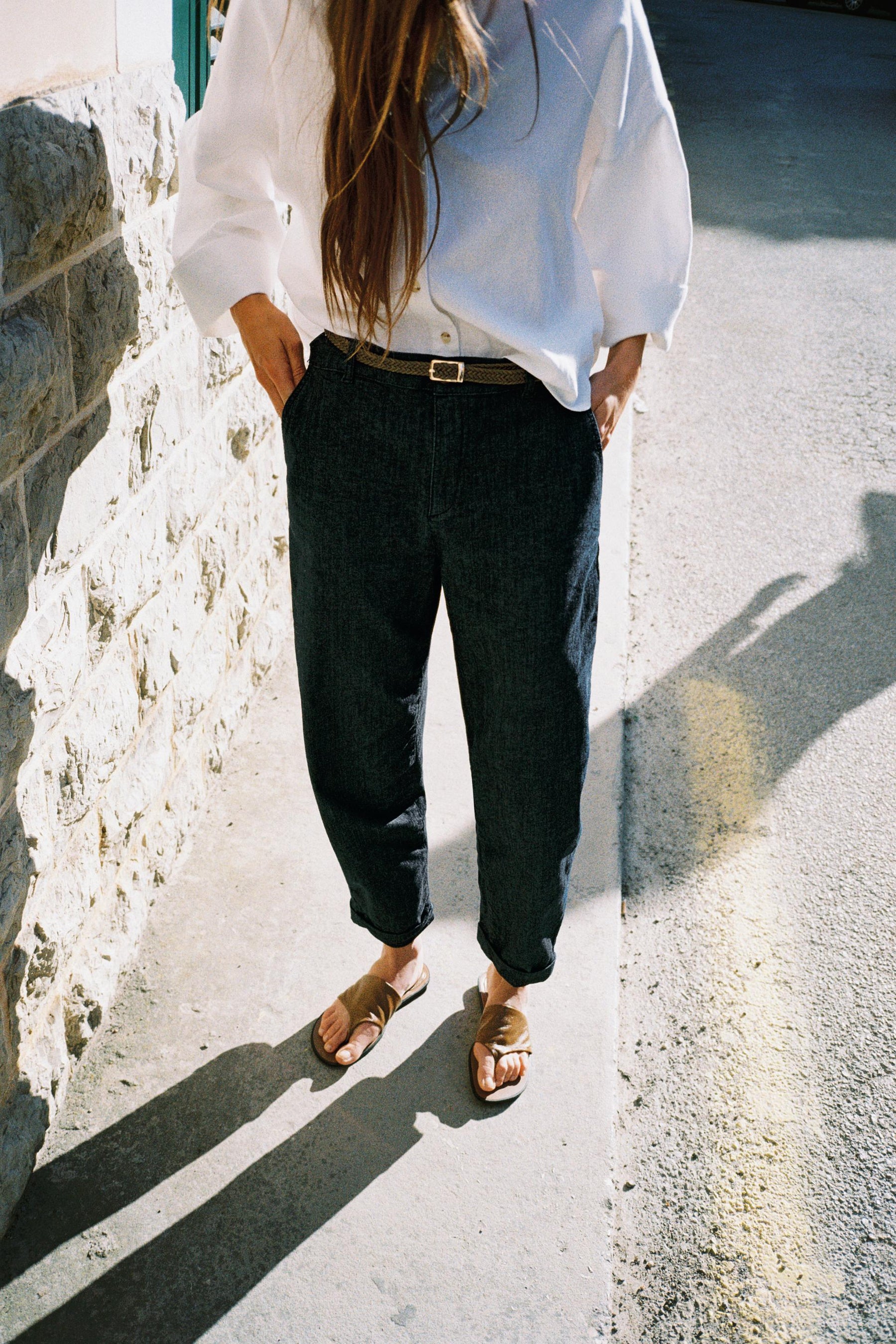 Braided Denim Chino Trousers