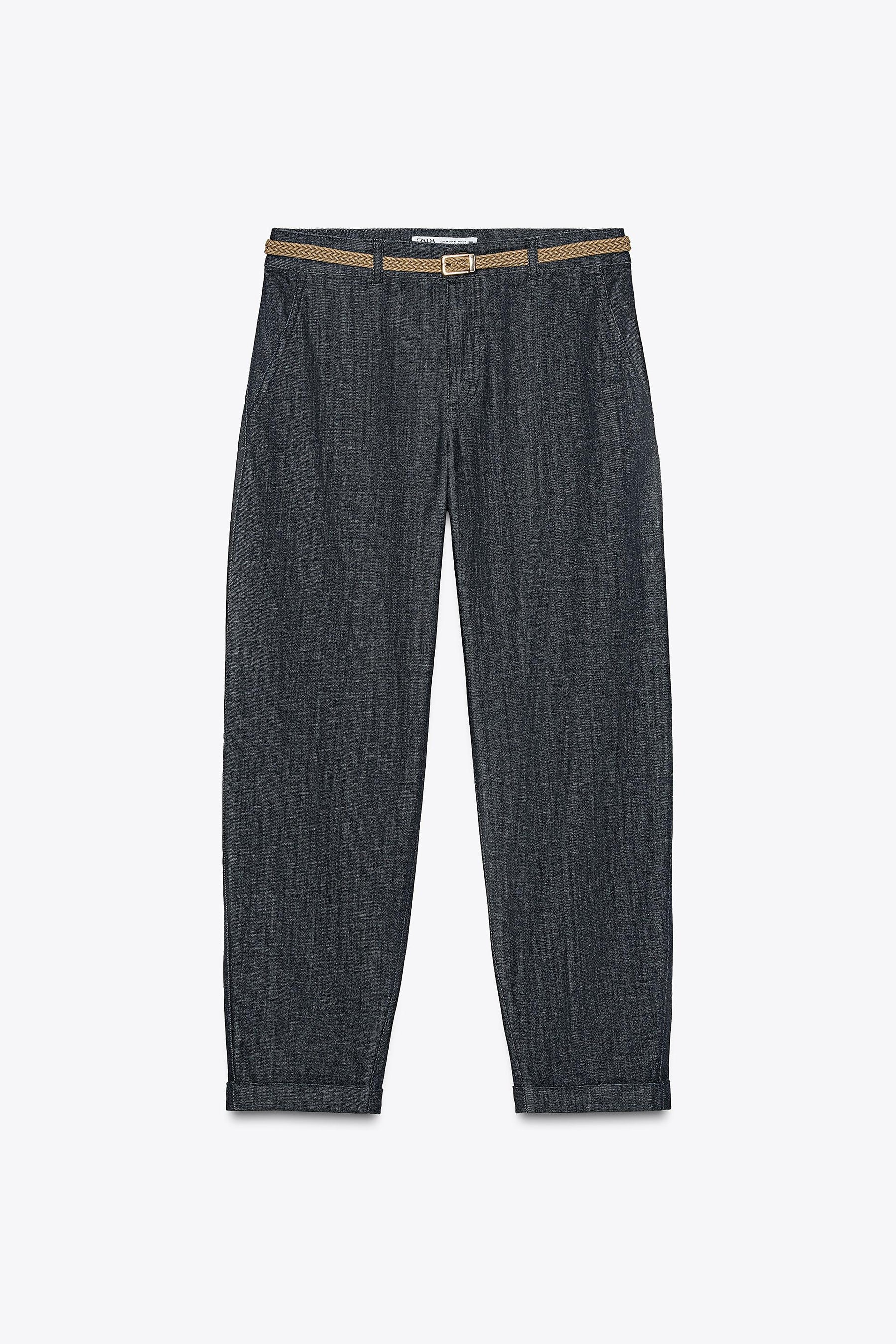 Braided Denim Chino Trousers