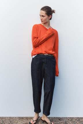 Braided Denim Chino Trousers