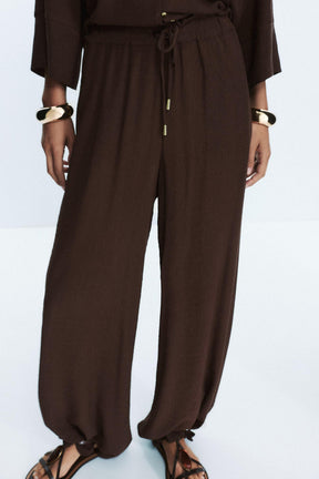 WIDE-LEG COTTON TROUSERS