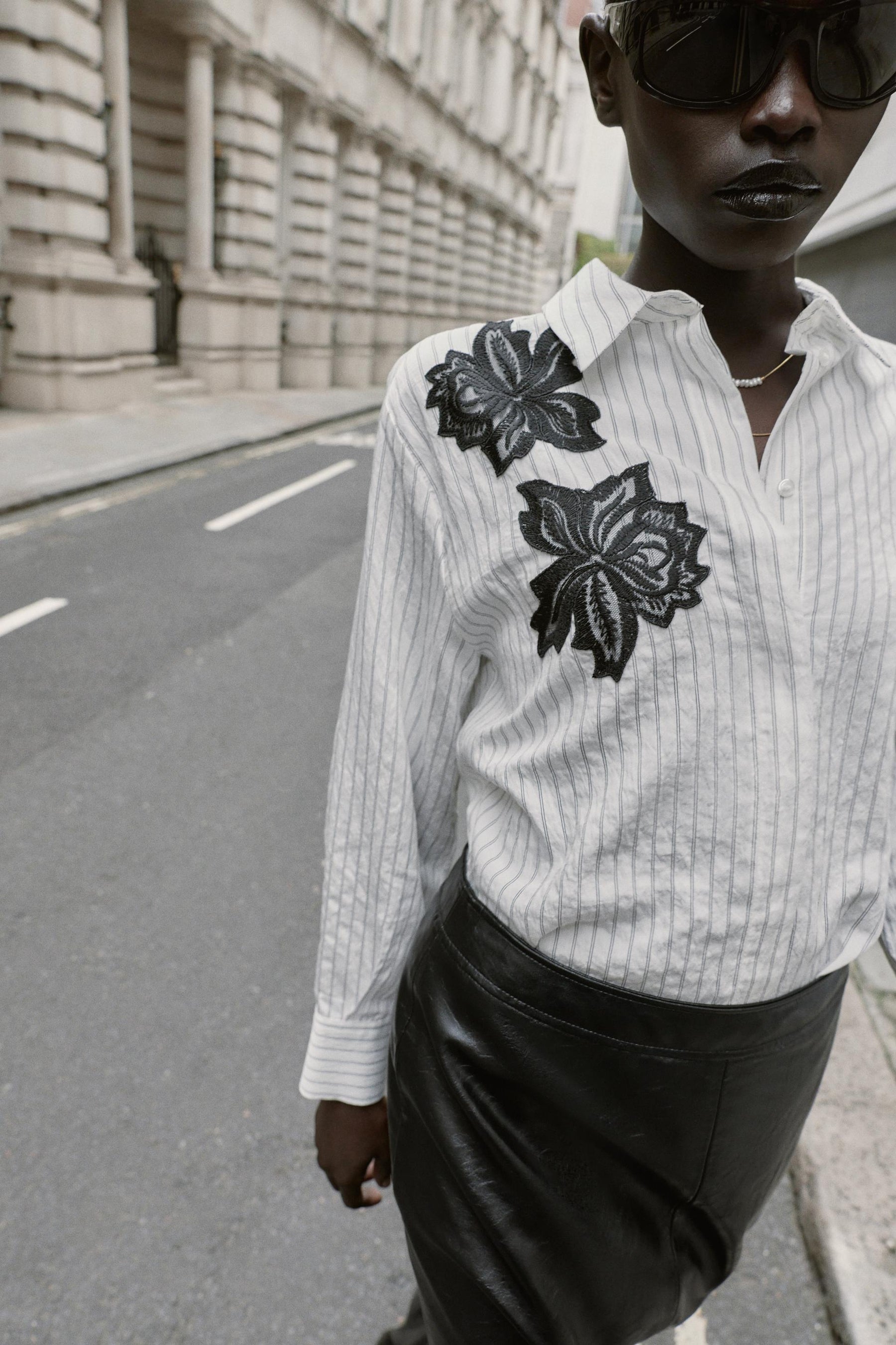 Striped Lace Flower Shirt
