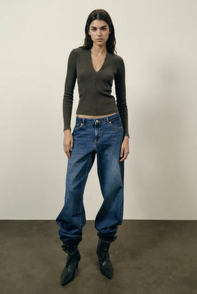 V-Neck Rib Top