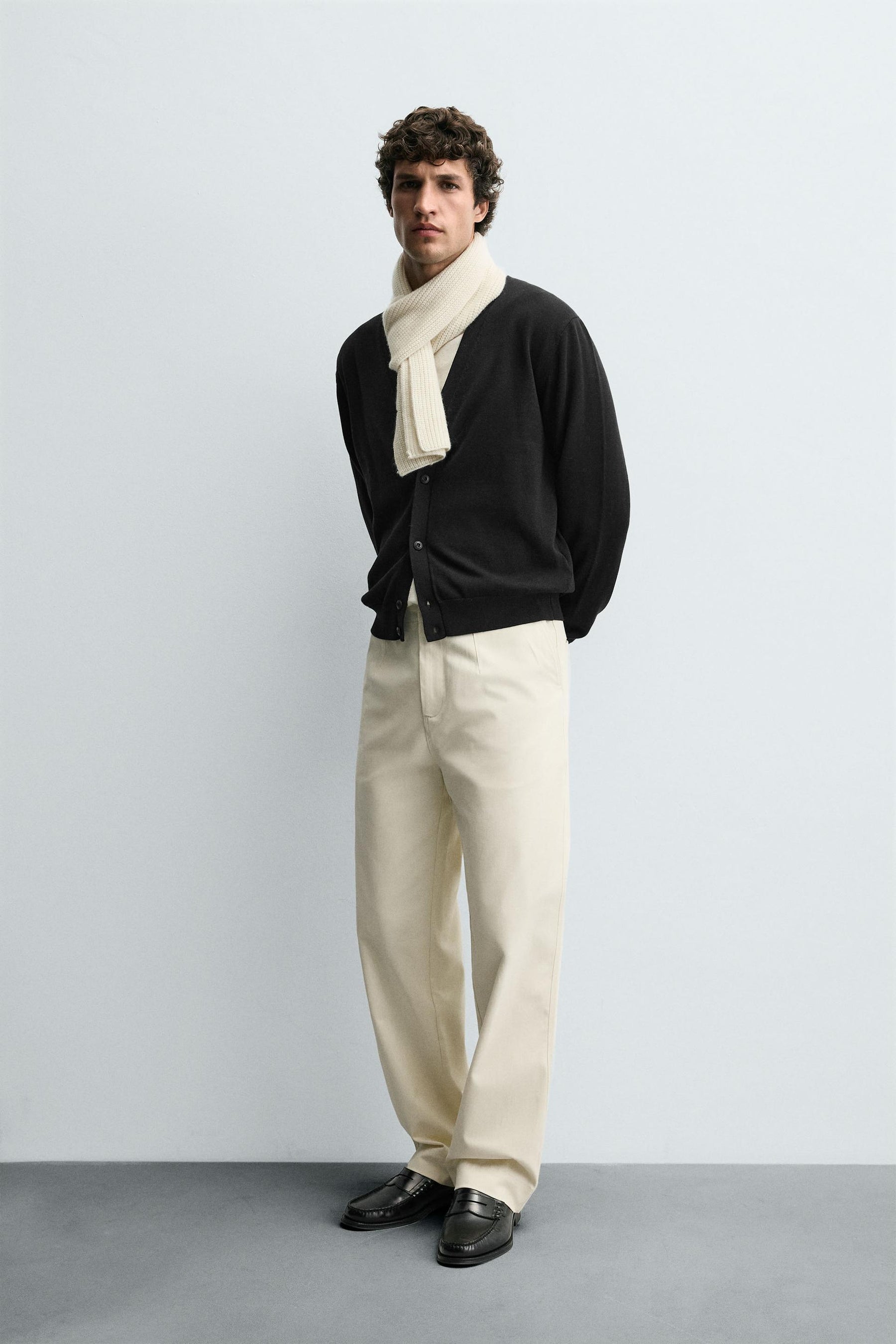 TWILL TEXTURED TROUSERS WITH BELT - Image 4