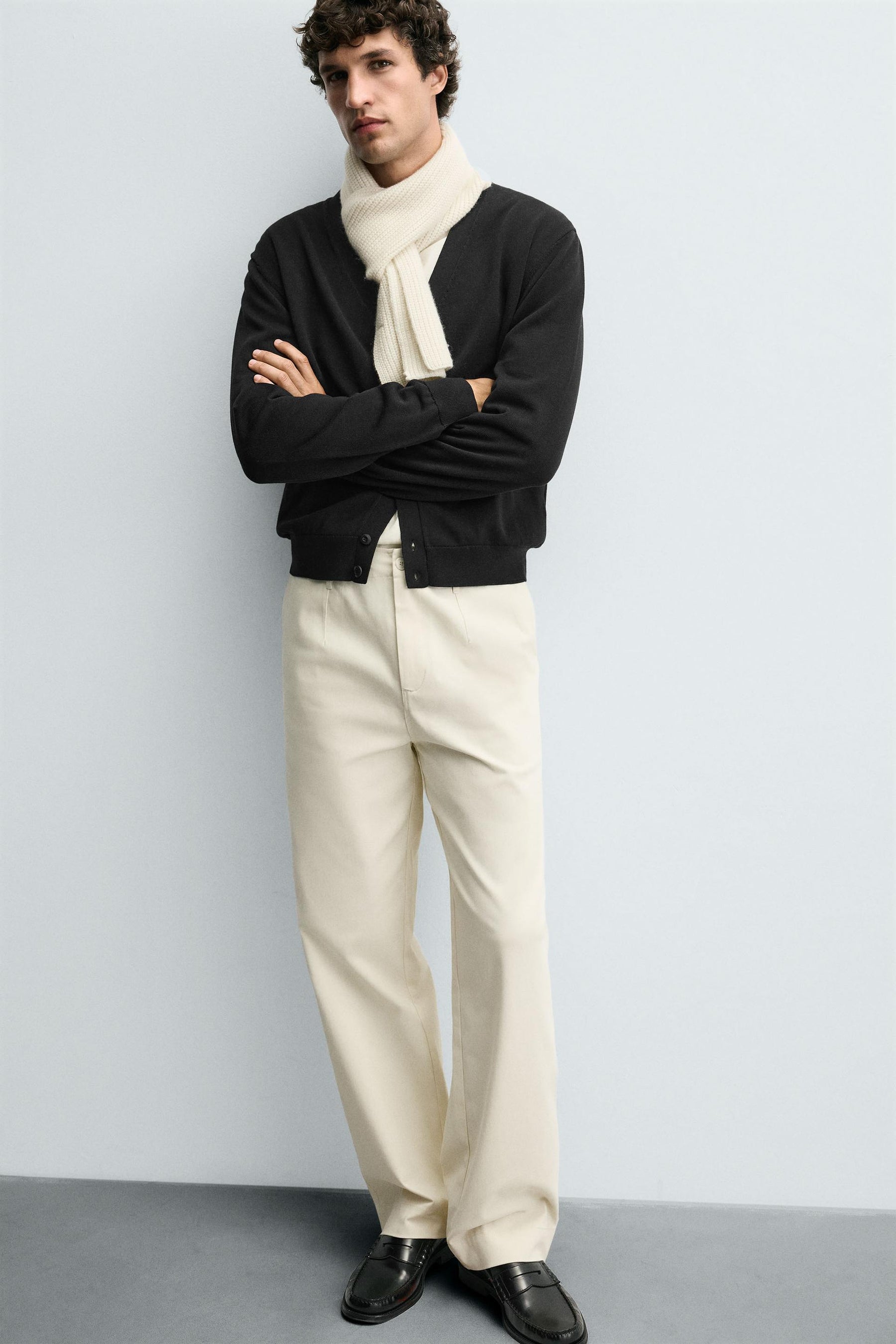 TWILL TEXTURED TROUSERS WITH BELT - Image 5