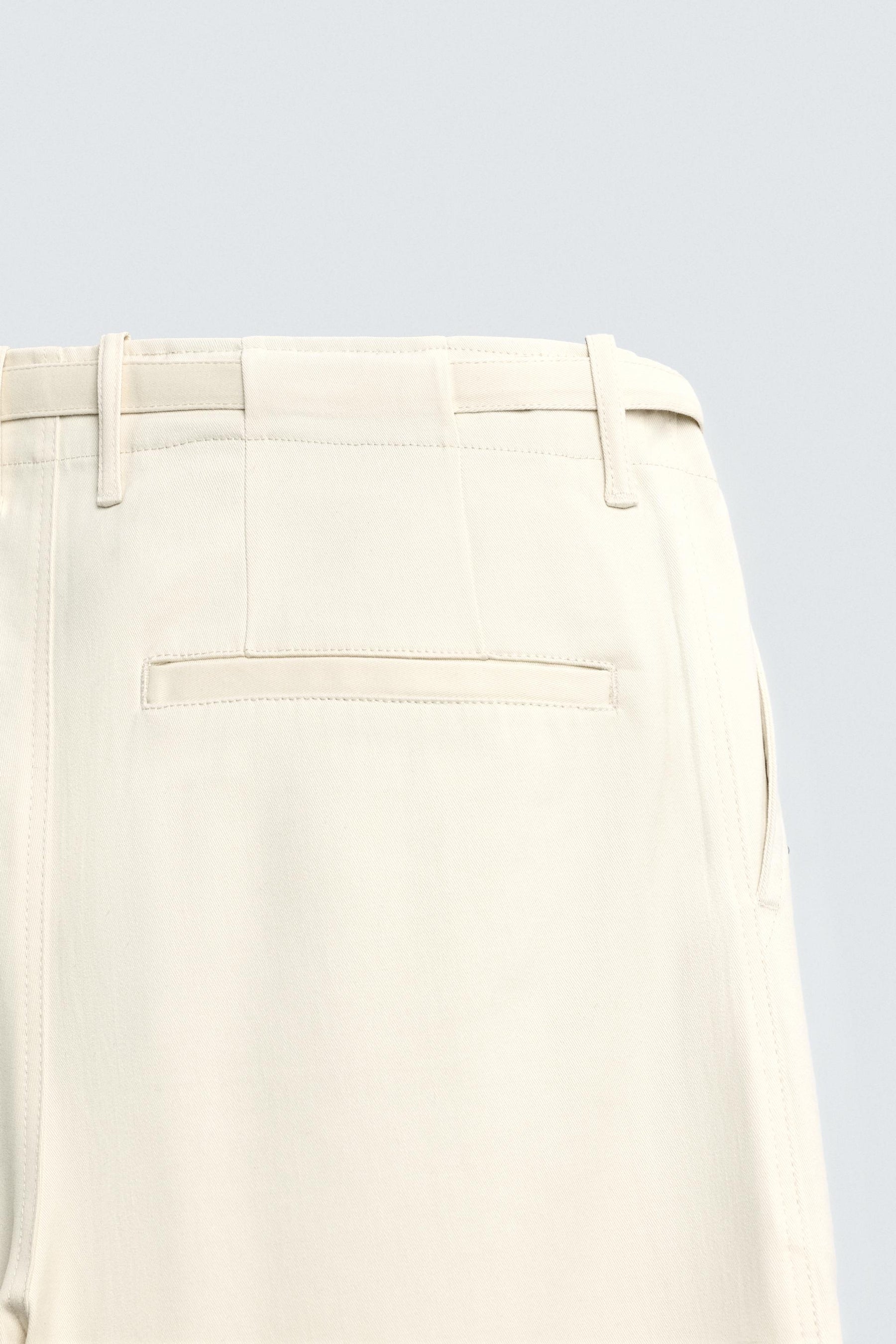 TWILL TEXTURED TROUSERS WITH BELT - Image 9