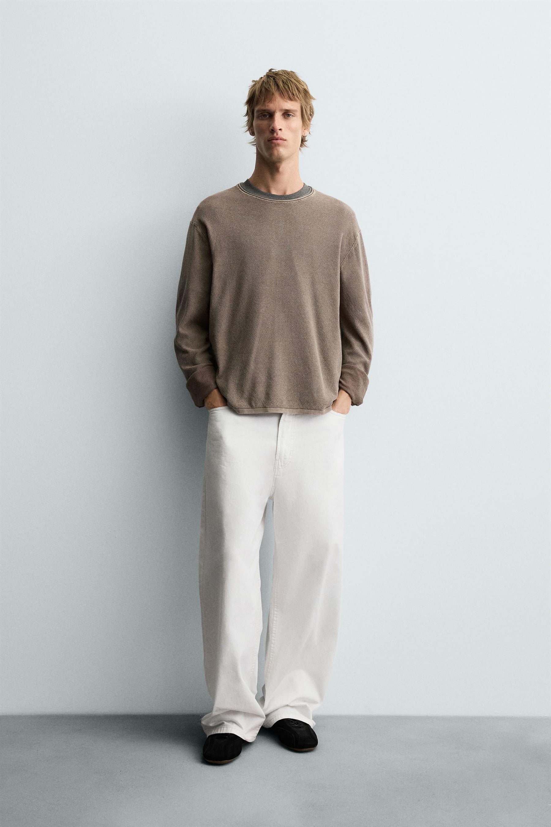 TEXTURED WASHED SWEATER - Image 1