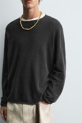 TEXTURED WASHED SWEATER - Image 6