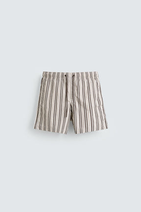 STRIPED MID-LENGTH SWIMMING TRUNKS - Image 1