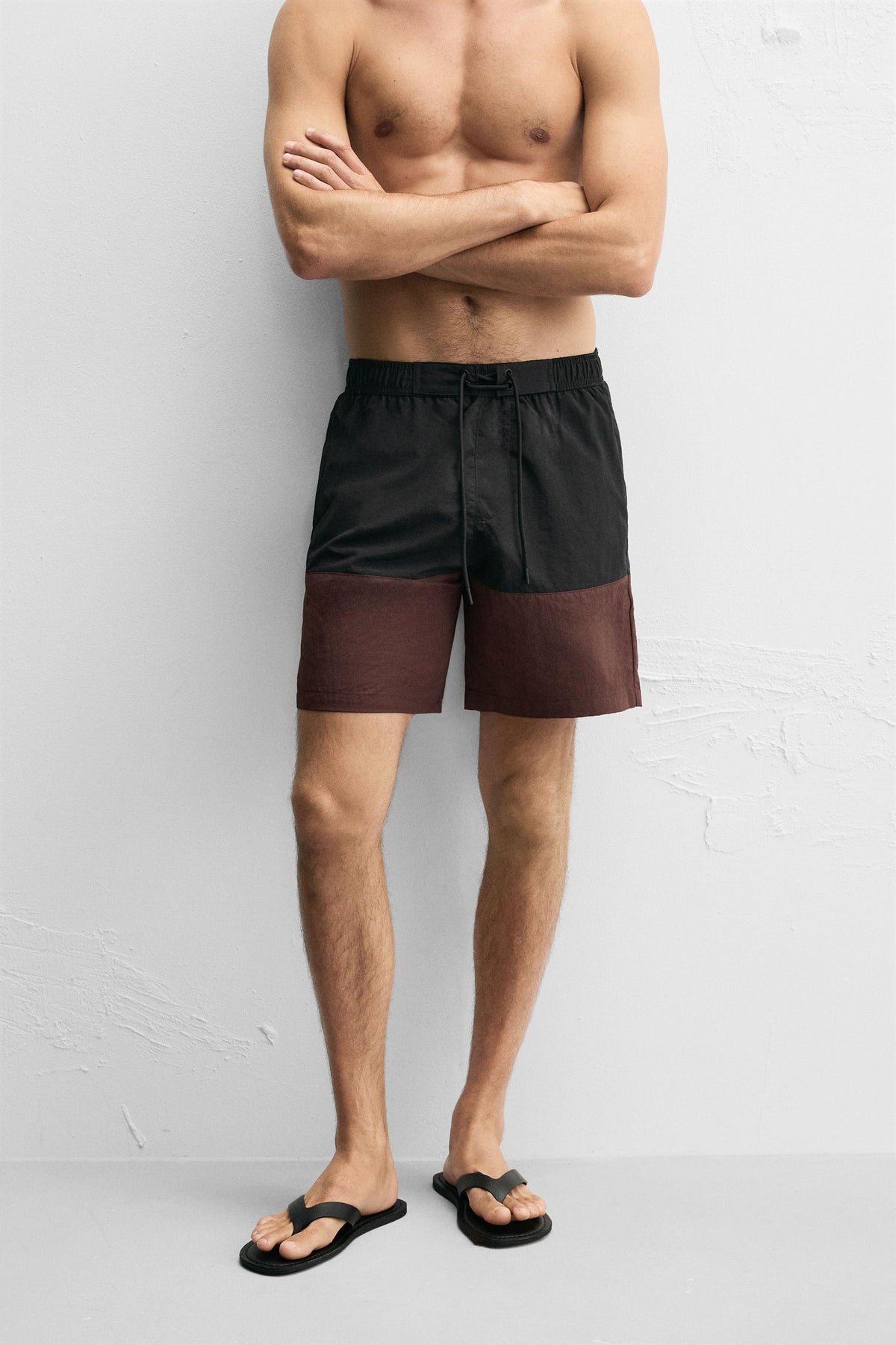 COLOUR BLOCK LONG SWIMMING TRUNKS - Image 2