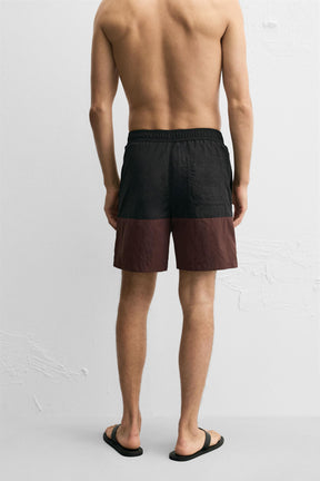 COLOUR BLOCK LONG SWIMMING TRUNKS - Image 3