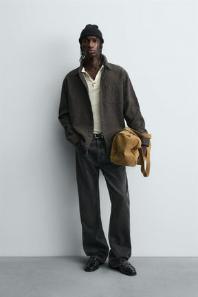 TEXTURED RELAXED FIT OVERSHIRT - Image 1