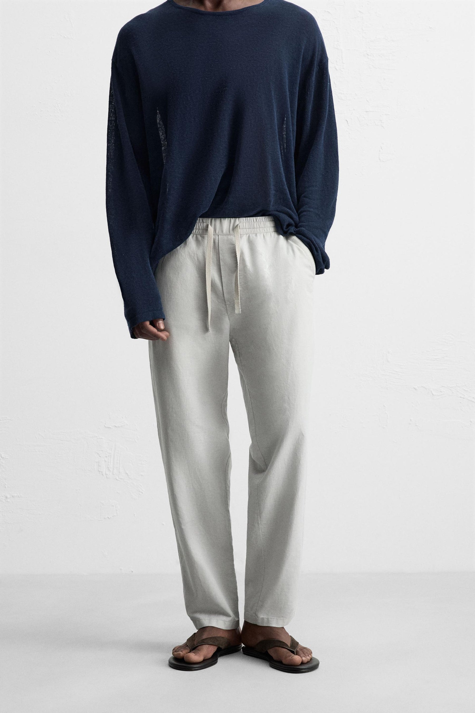 COTTON-LINEN RELAXED FIT TROUSERS - Image 2