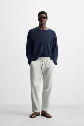 COTTON-LINEN RELAXED FIT TROUSERS - Image 1