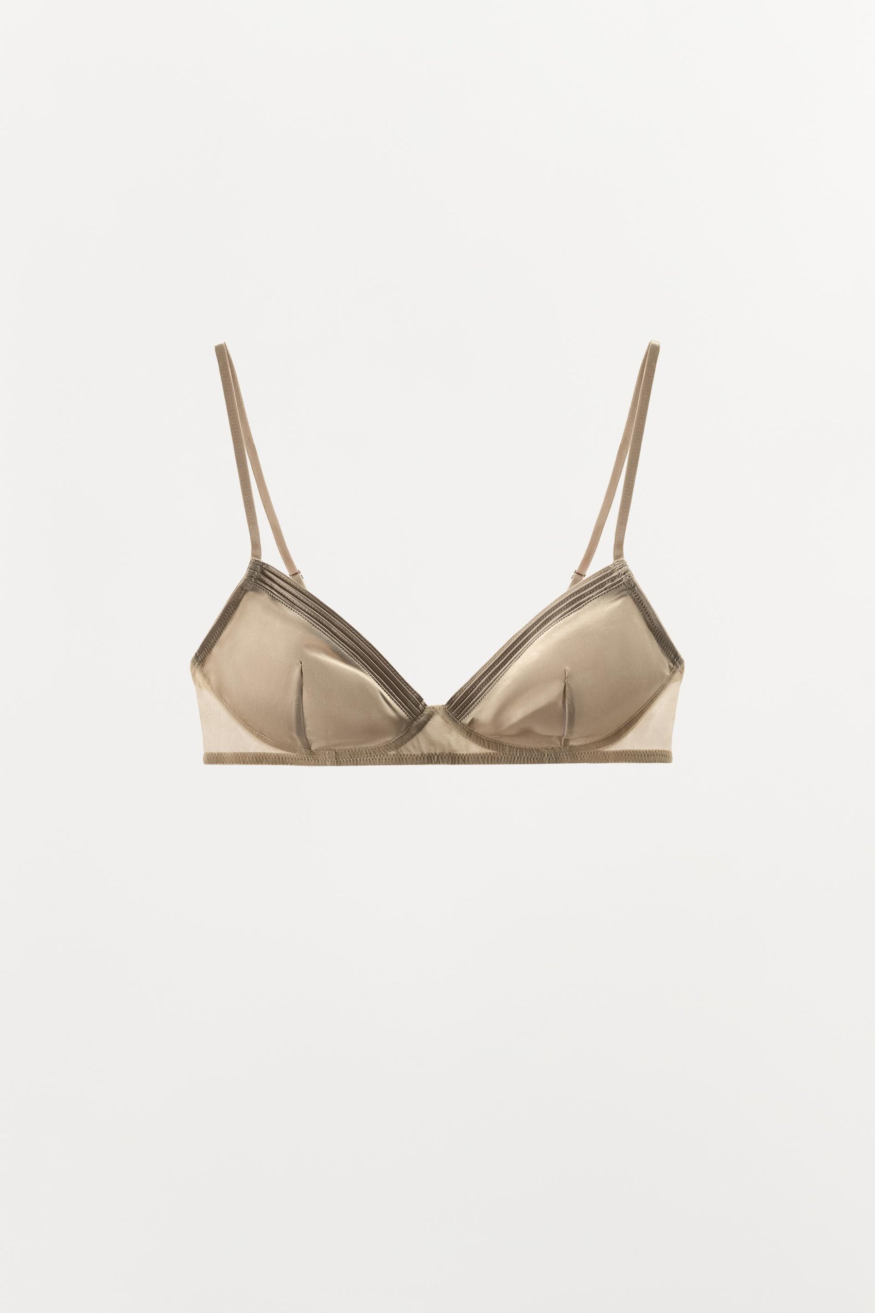 PLEATED SATIN BRALETTE