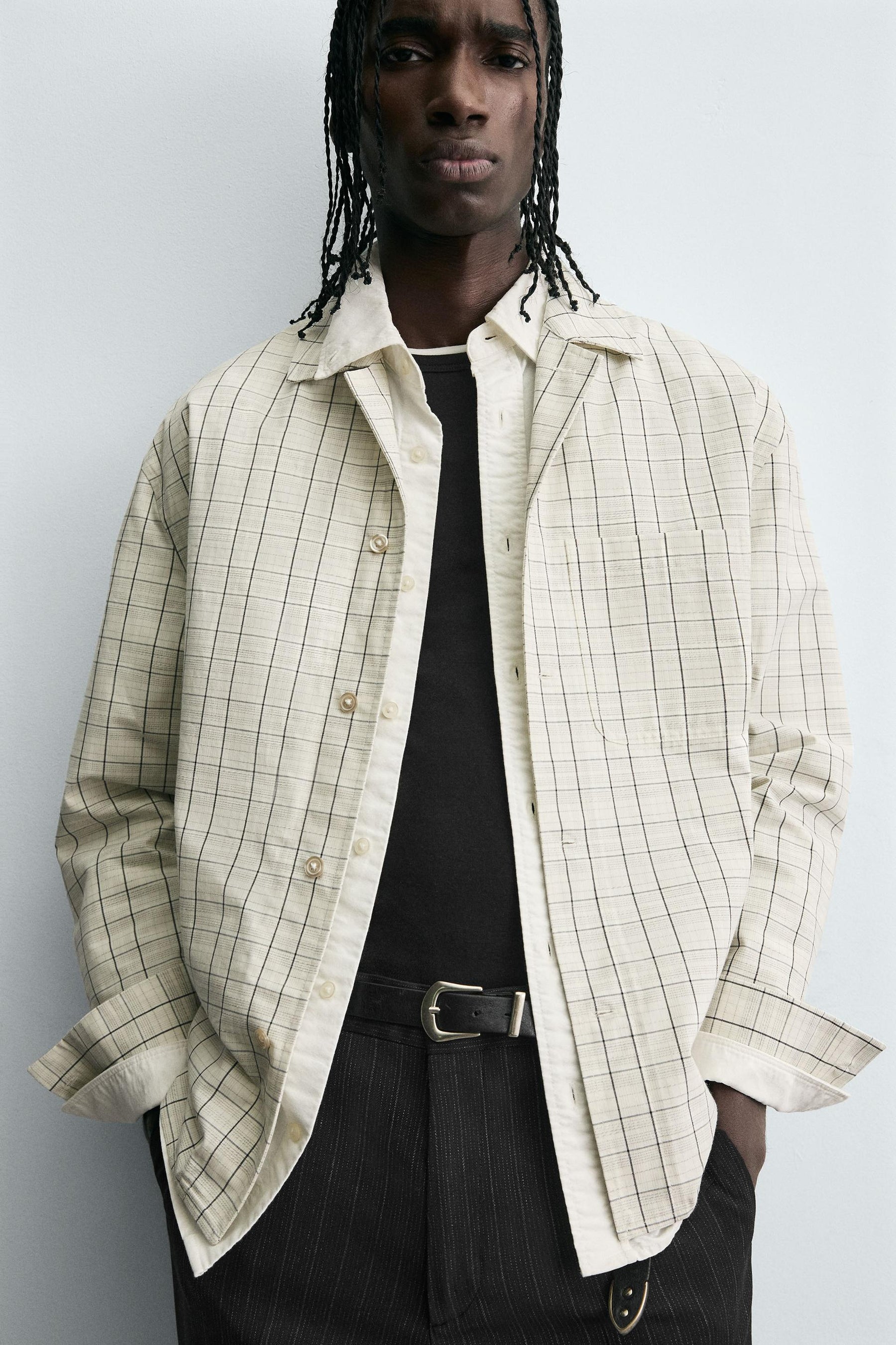 TEXTURED CHECK OVERSHIRT - Image 6