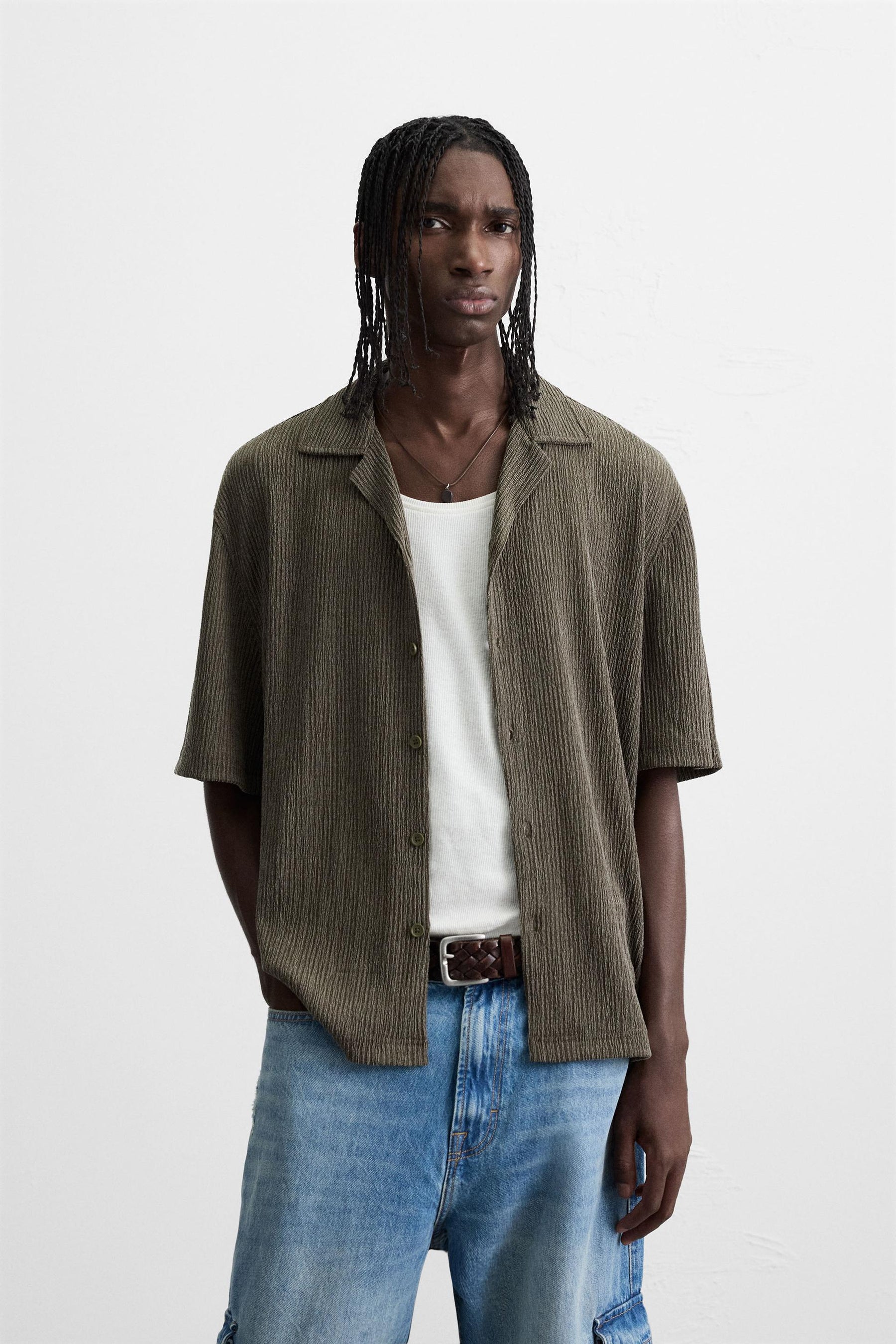 CREASED-EFFECT TEXTURED SHIRT - Image 2