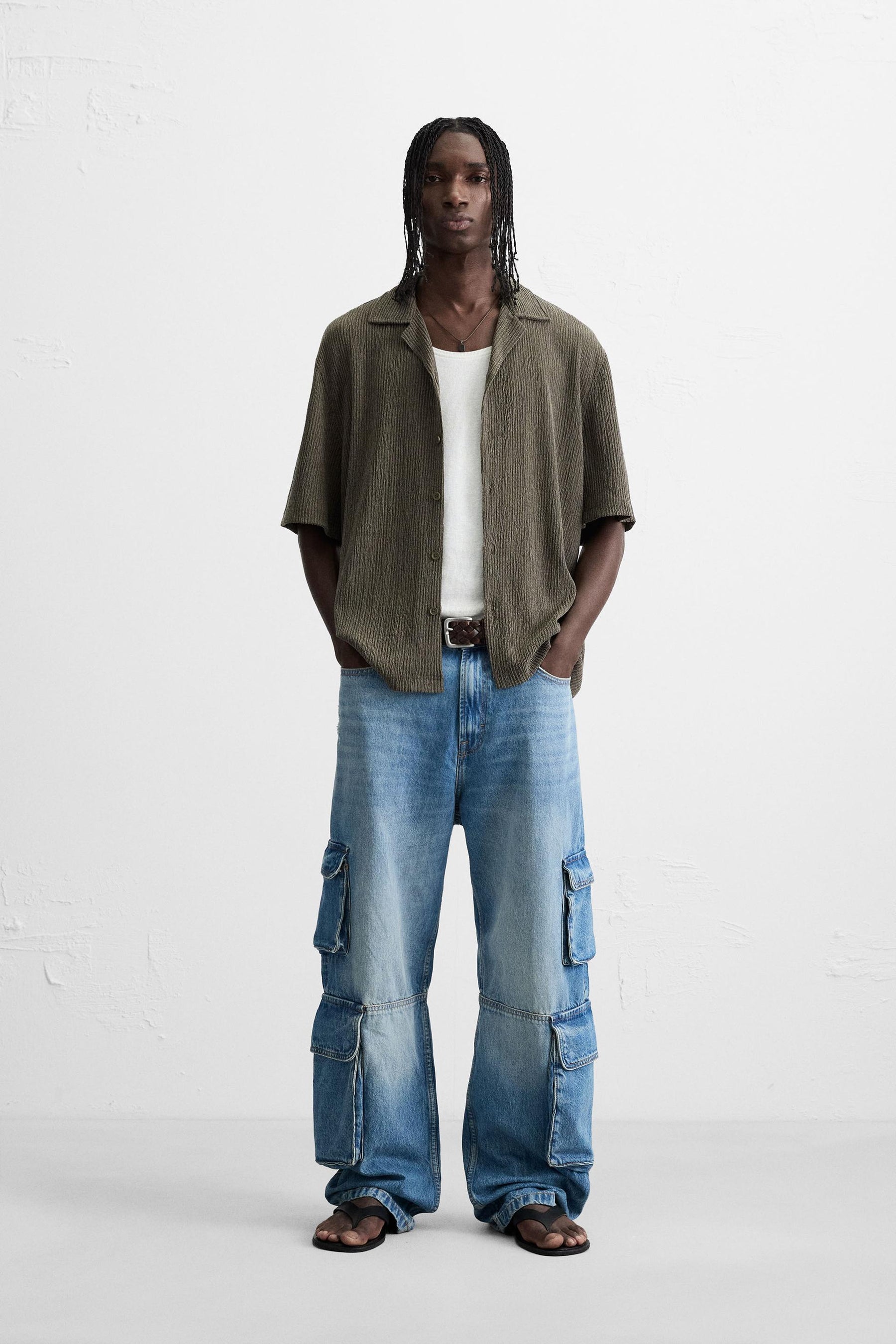 CREASED-EFFECT TEXTURED SHIRT - Image 1