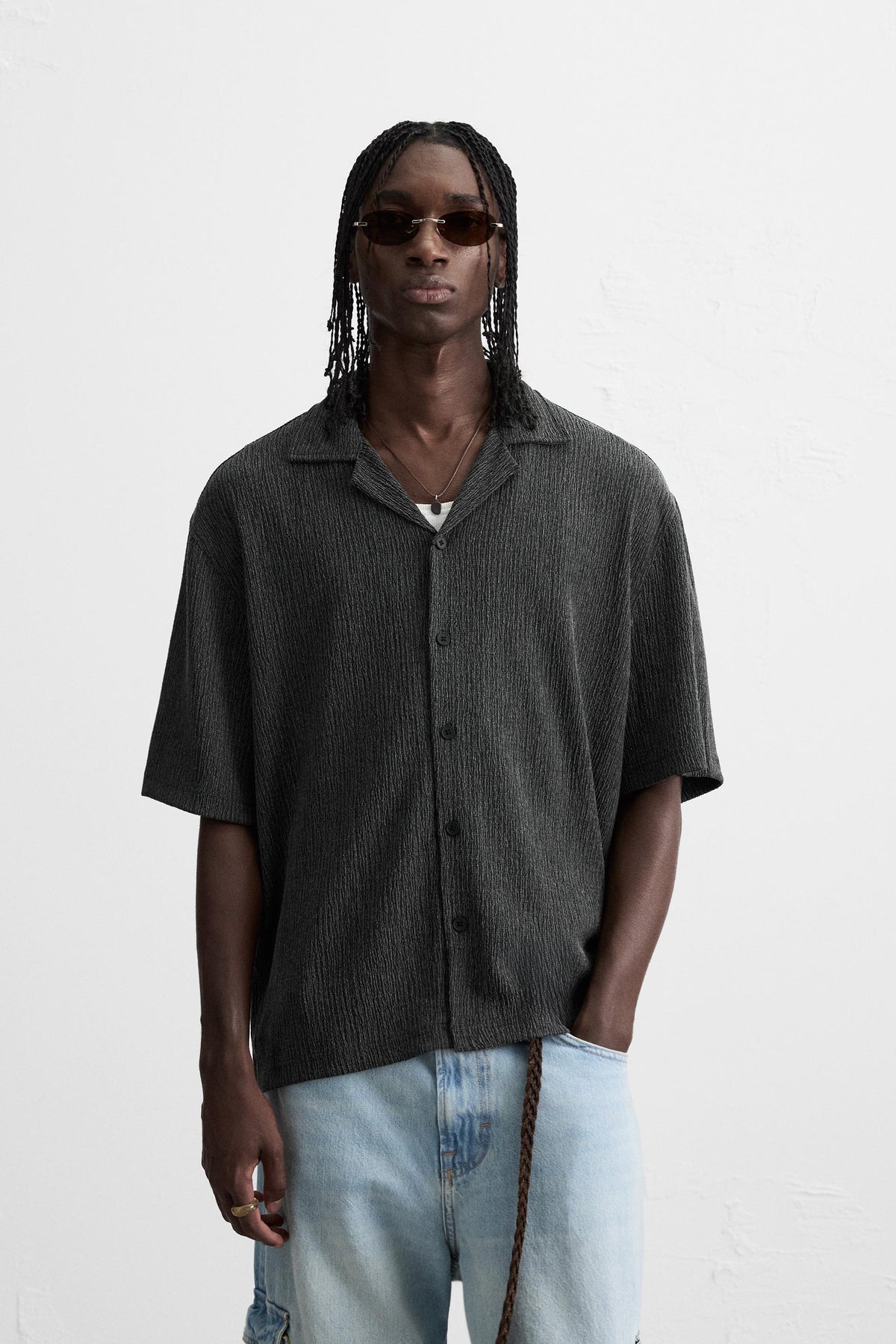 CREASED-EFFECT TEXTURED SHIRT - Image 2
