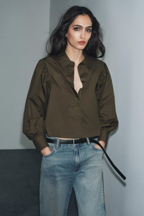 Puff Sleeve Poplin Shirt