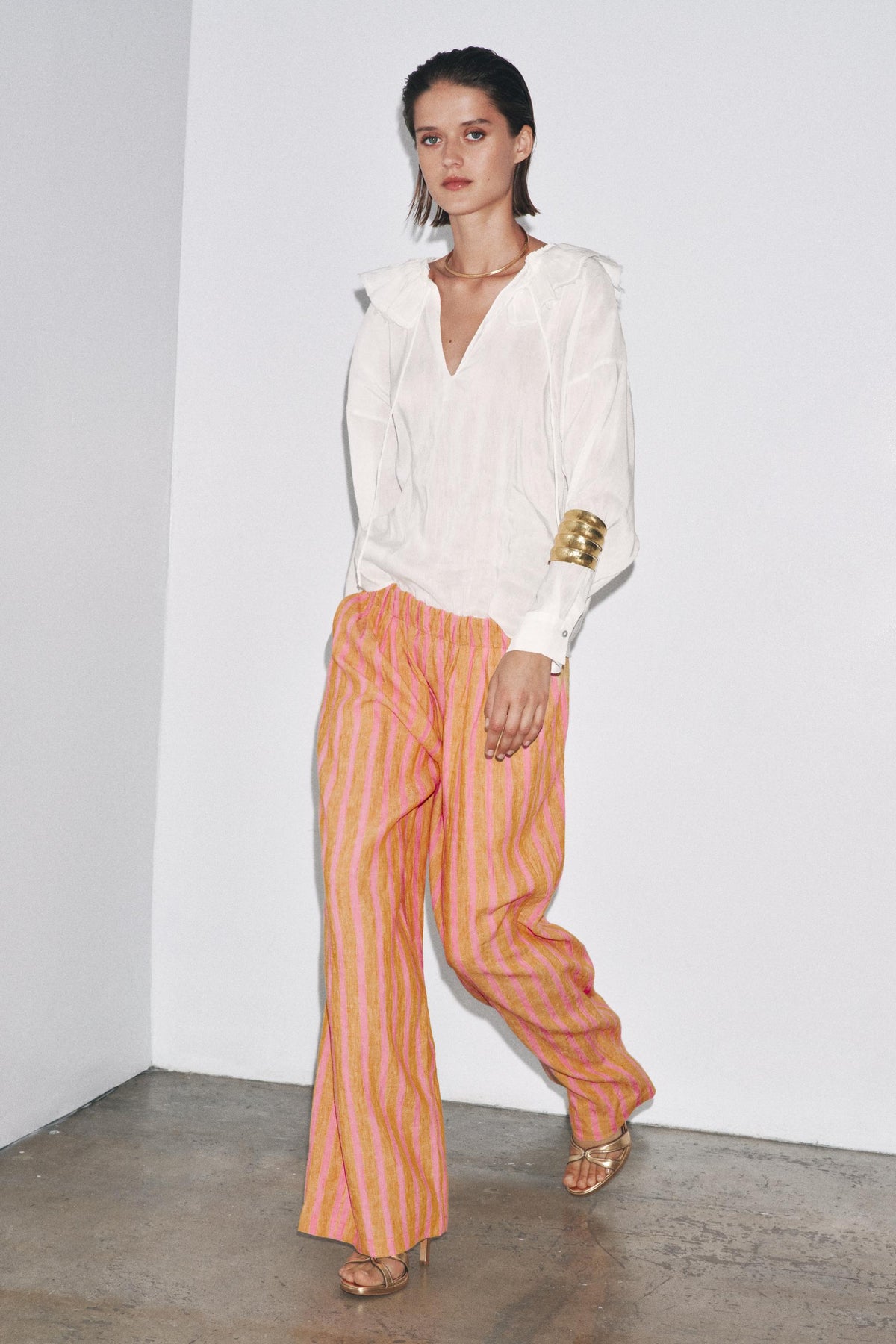 LINEN BLEND TROUSERS
