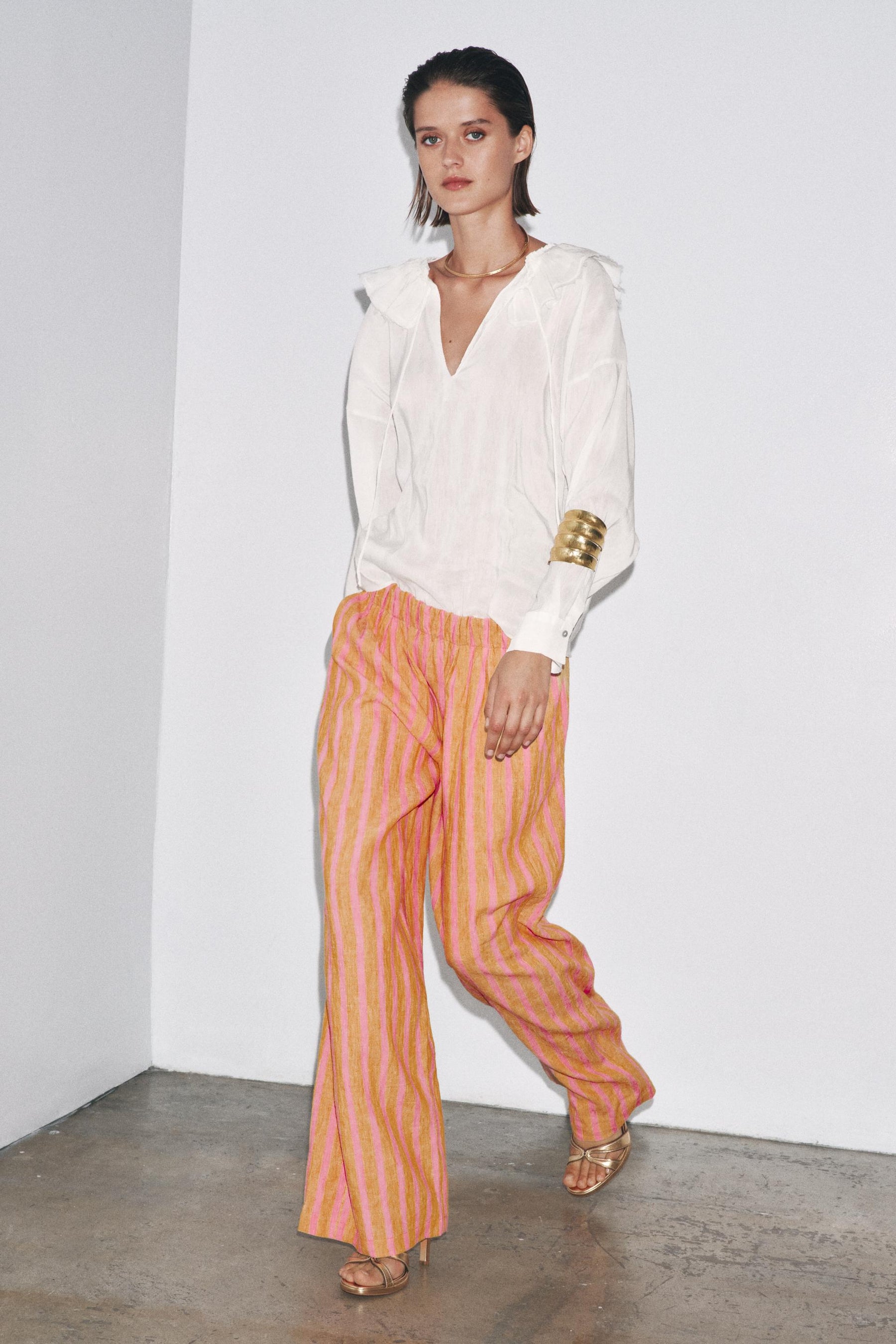 LINEN BLEND TROUSERS