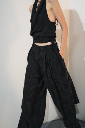 Floral Jacquard Halter Top