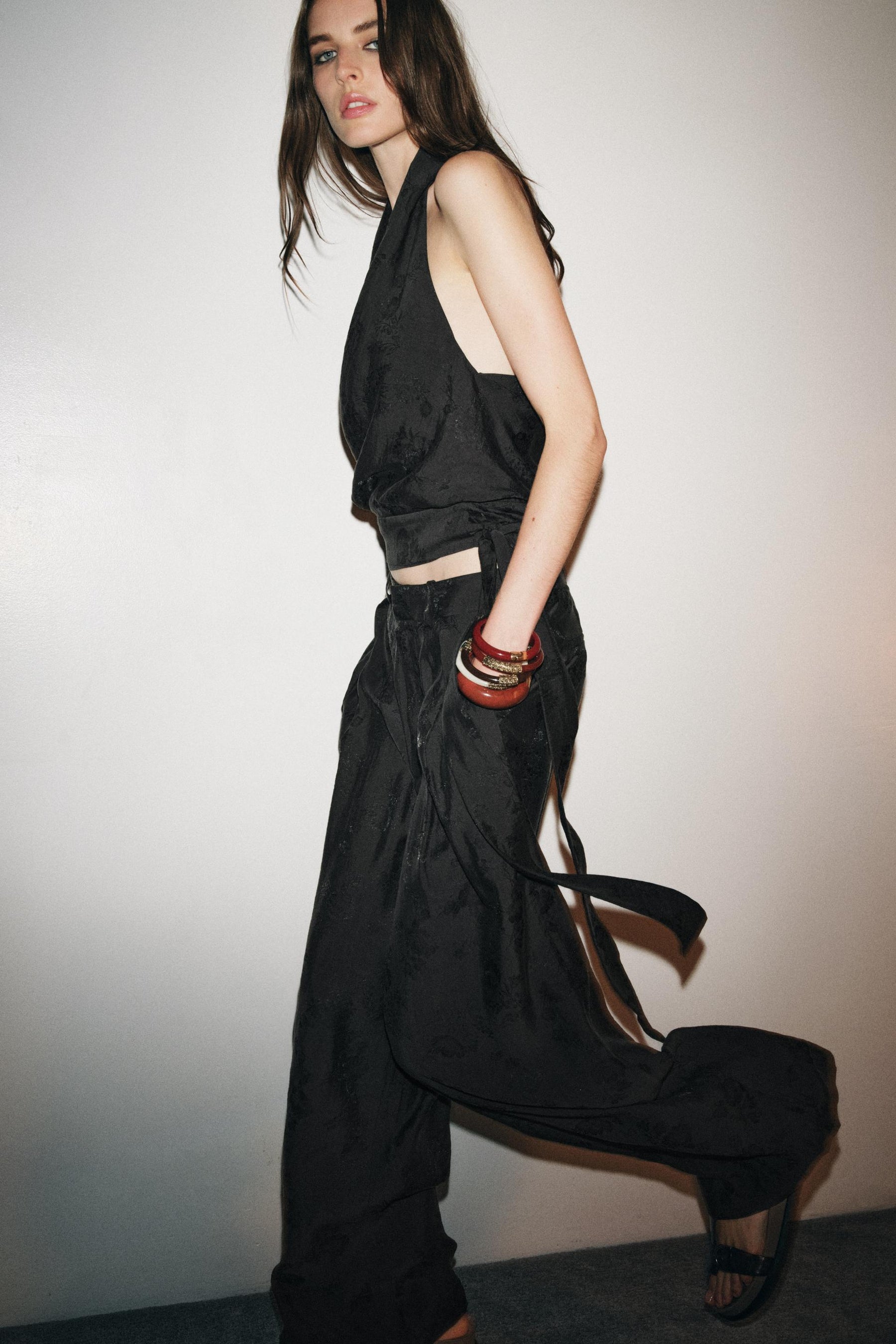 Floral Jacquard Halter Top