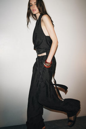 Floral Jacquard Halter Top