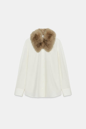 Poplin Shirt with Fur