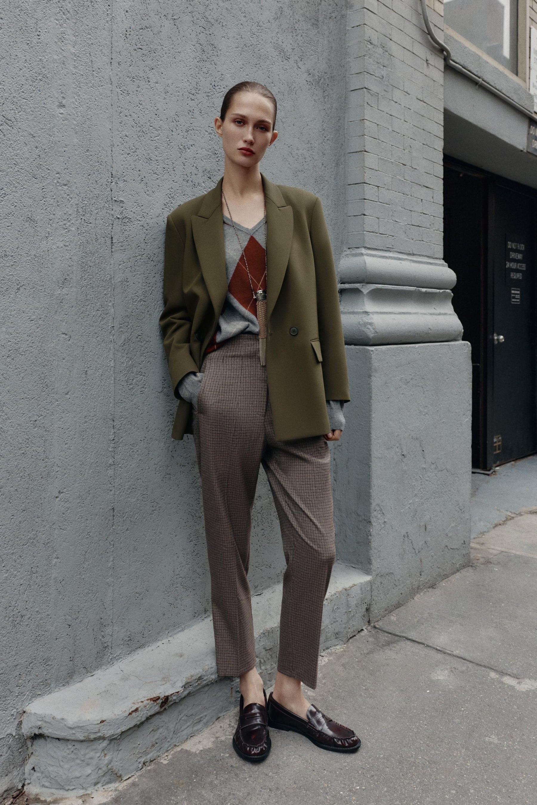 Checked High-Waist Trousers