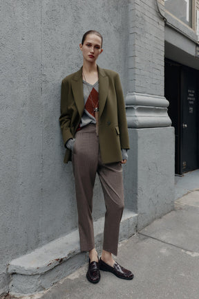 Checked High-Waist Trousers