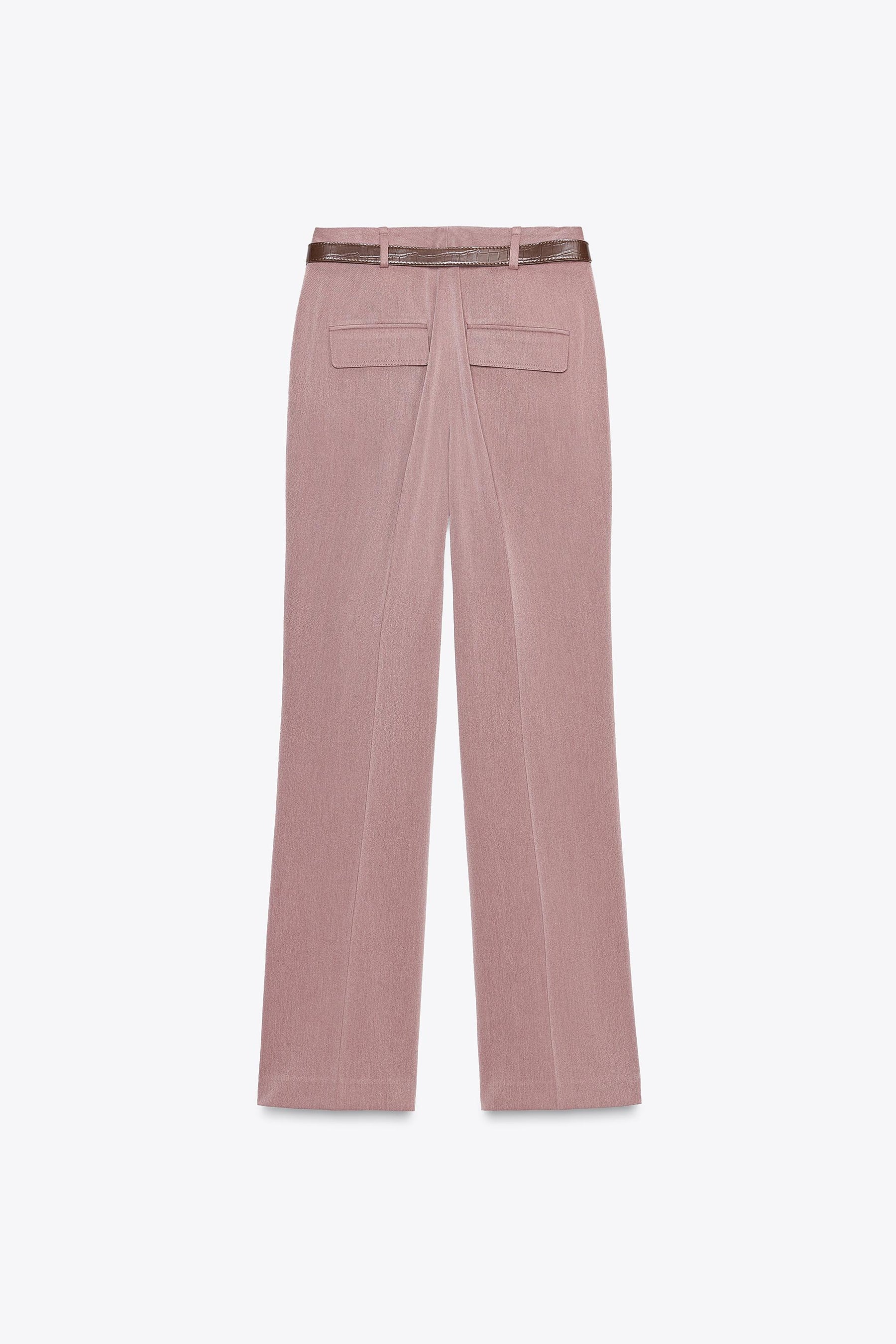 Straight-leg trousers with belt.