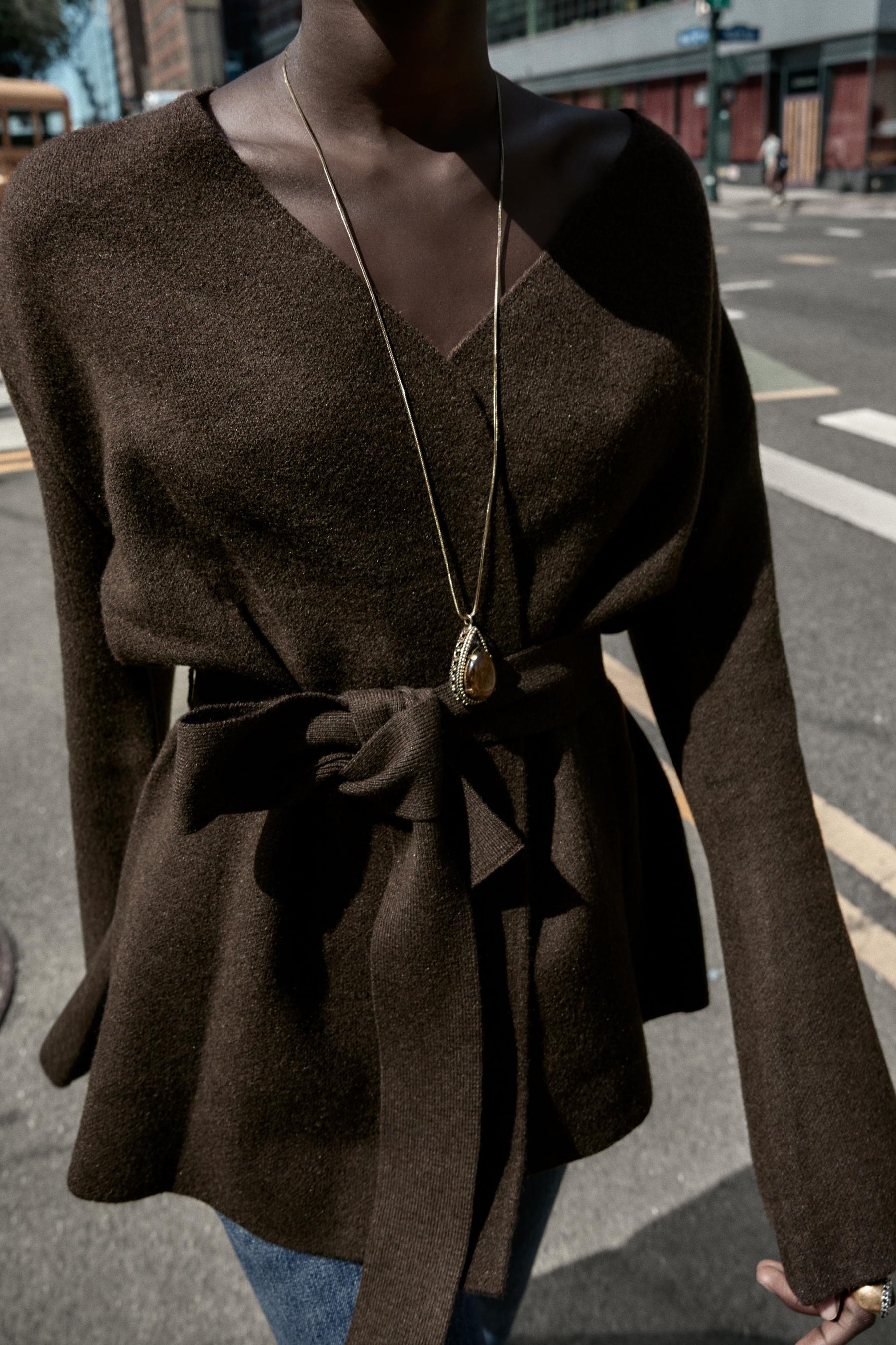 BELTED KNIT CARDIGAN