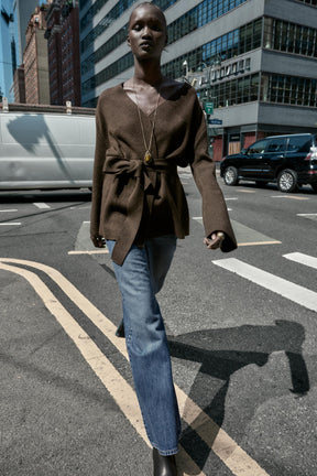 BELTED KNIT CARDIGAN