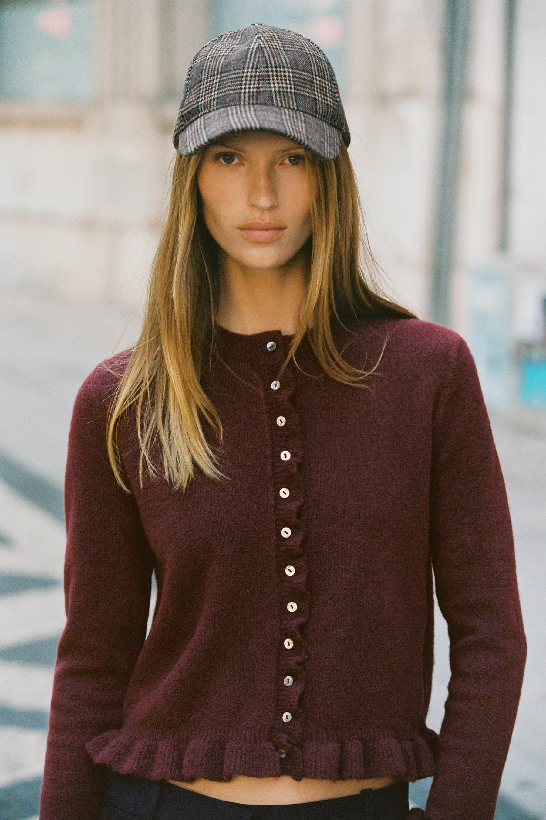 Ruffled Knit Cardigan