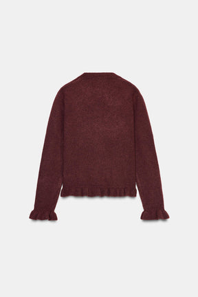 Ruffled Knit Cardigan